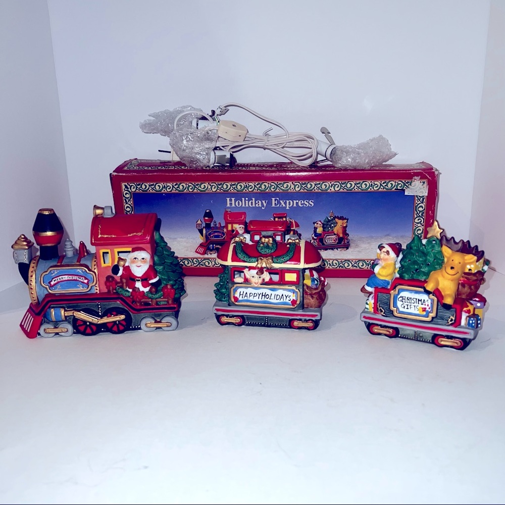 Holiday Express Lighted Train Hand Painted